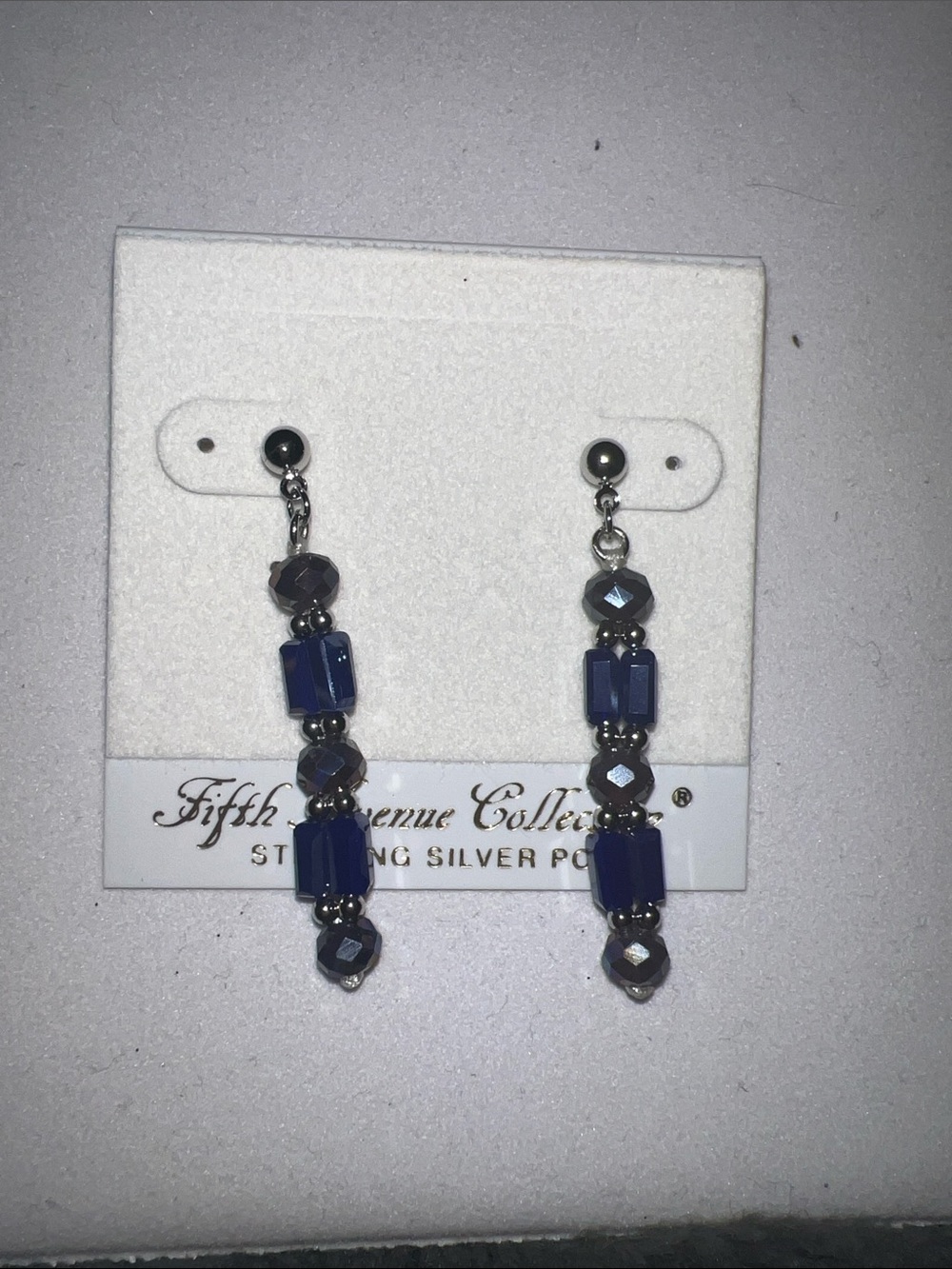 Deep Blue & purple Beaded Dangle Earrings with Silver Accents